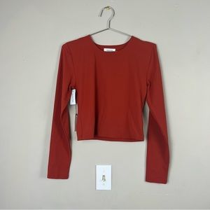 Babaton Contour Crew Longsleeve Top Cropped Corsa Red Size Large